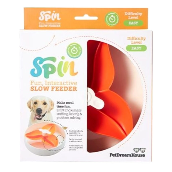 PET DREAMHOUSE SPIN Bougainvillea Orange - miska spowalniająca jedzenie dla psa, poziom łatwy