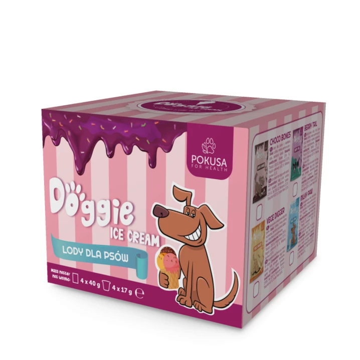 POKUSA Doggie Ice Cream - pyszne i zdrowe lody dla psa zestaw 4 smaków