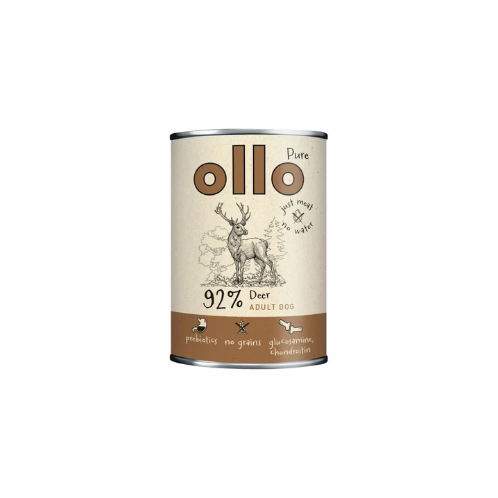 OLLO Pure Deer - mokra karma dla psa o bardzo wysokiej zawartości mięsa mięśniowego, jeleń 400g