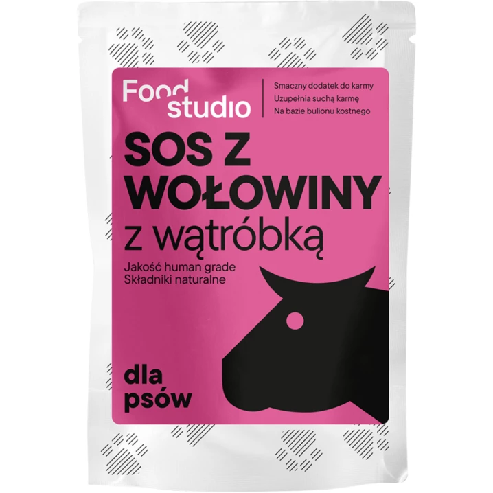 FOOD STUDIO CHEFS Sos dla psów z wołowiny z wątróbką, pyszny i zdrowy dosmaczacz do karmy dla psa 100ml