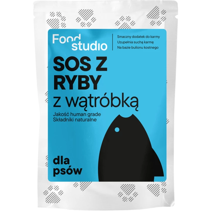 FOOD STUDIO CHEFS Sos dla psów z ryby z wątróbką, pyszny i zdrowy dosmaczacz do karmy dla psa 100ml