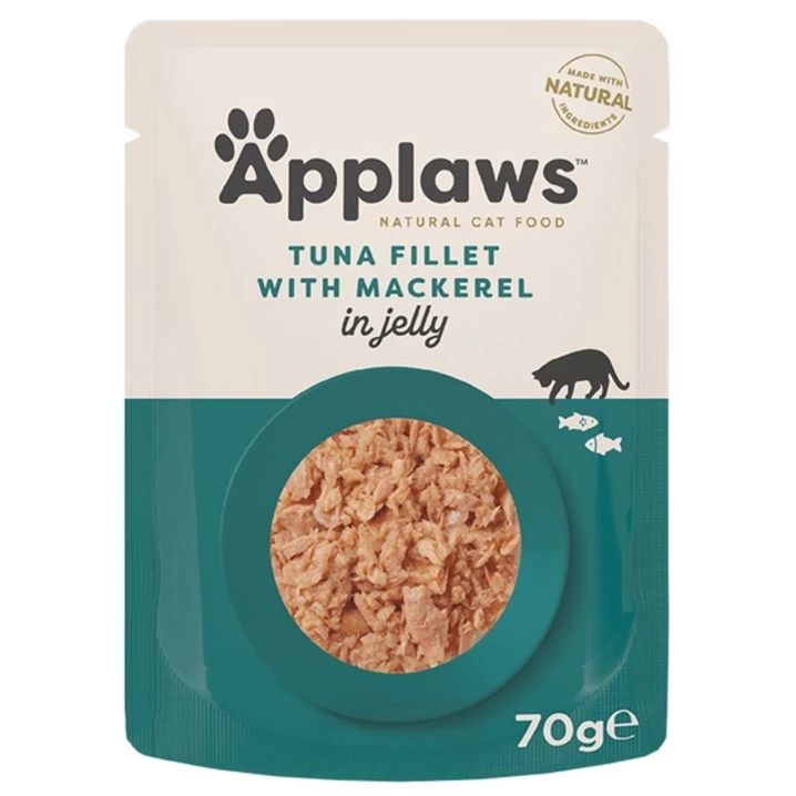 APPLAWS - uzupełniająca, mokra karma dla kota, filet z tuńczyka z makrelą w galaretce 70g