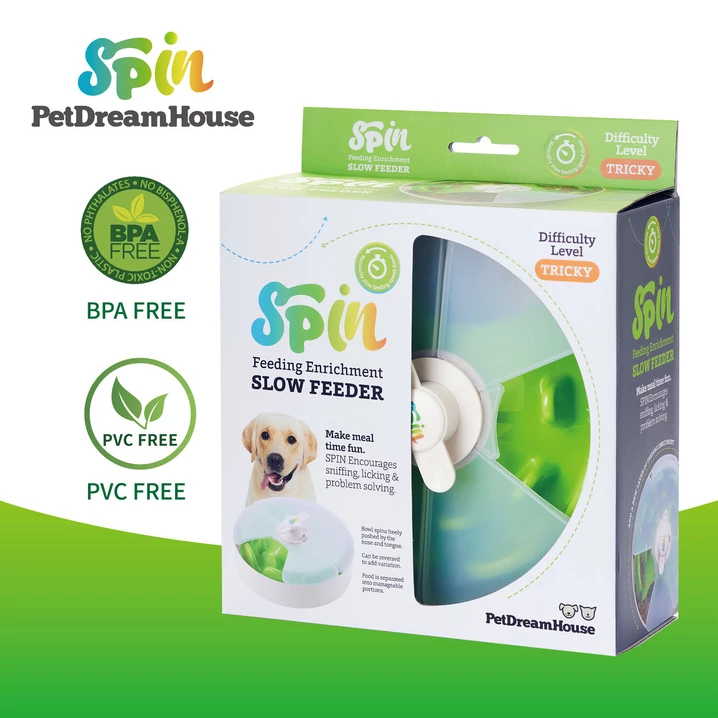 PET DREAMHOUSE SPIN Ufo Maze Green & Twister - miska spowalniająca jedzenie dla psa + nakładka Twister, poziom trudny