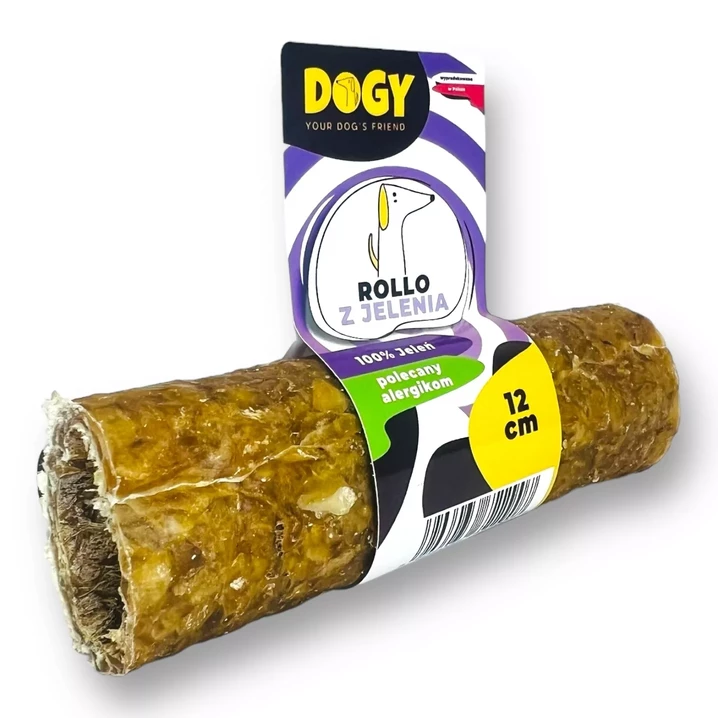 DOGY Rollo - naturalny gryzak dla psa ze skóry jelenia, pusty w środku - sam zdecyduj czym go wypełnisz, 12cm