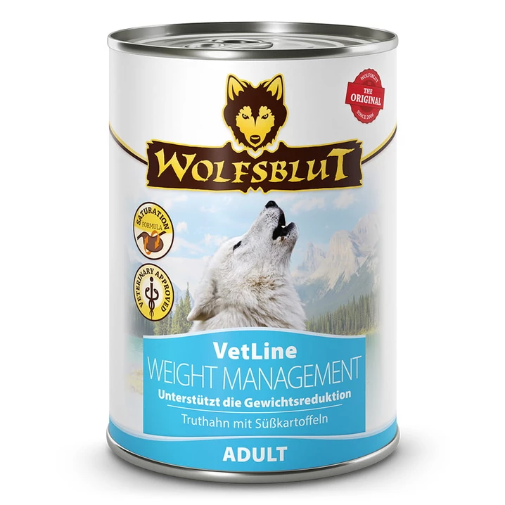 WOLFSBLUT VetLine Weight Management - bezzbożowa, mokra karma dla psów z nadwagą lub cukrzycą, indyk 395g