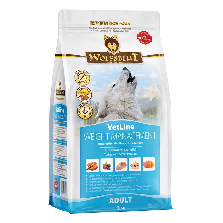 WOLFSBLUT VetLine Weight Management - sucha karma dla psów z nadwagą lub cukrzycą, indyk 2kg