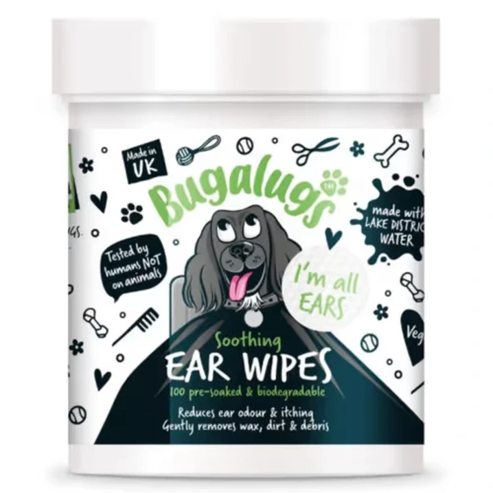 BUGALUGS Soothing Ear Wipes  - biodegradowalne waciki do czyszczenia okolic uszu psa, 100 sztuk