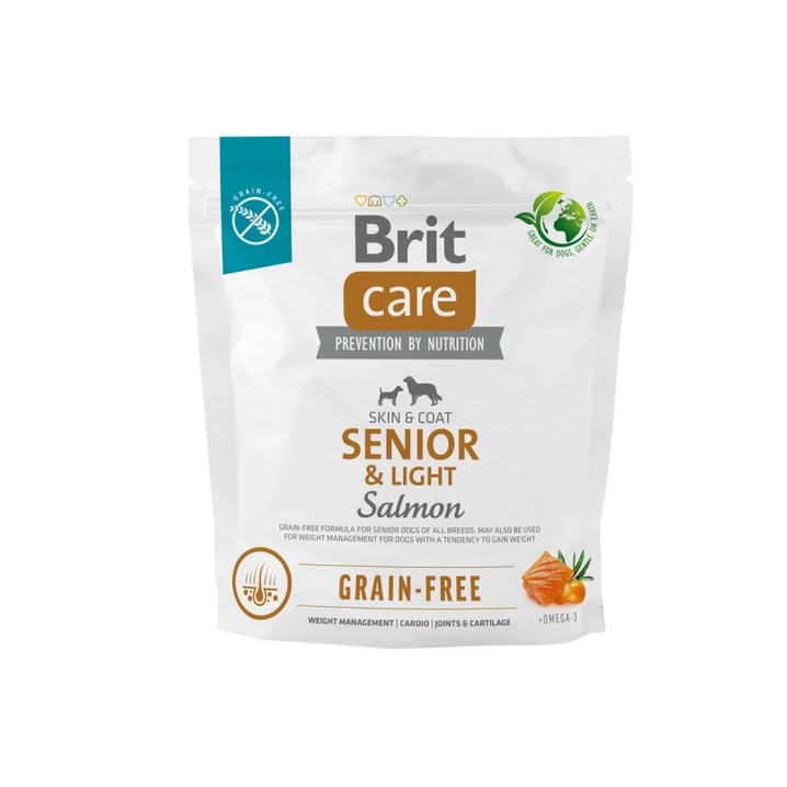 BRIT CARE Grain-free Senior&Light Salmon - sucha karma dla starszego psa, łosoś 1kg (DATA WAŻNOŚCI: 18.12.2025)