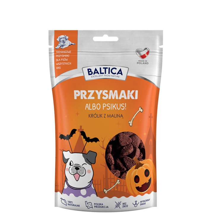 BALTICA Przysmaki albo Psikus - ciasteczka halloweenowe dla psa, królik z maliną 100g