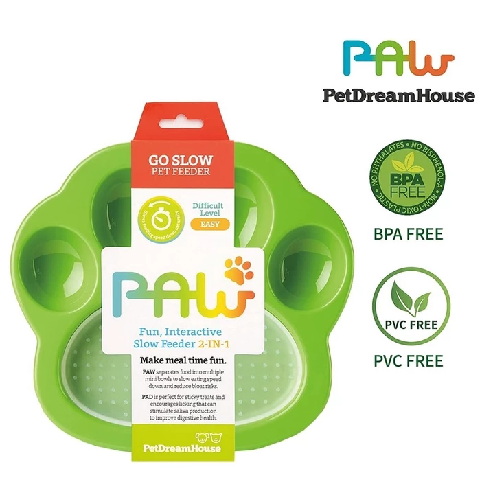 PET DREAM HOUSE Paw 2in1 mini - miska spowalniająca i mata do wylizywania 2w1, zielona