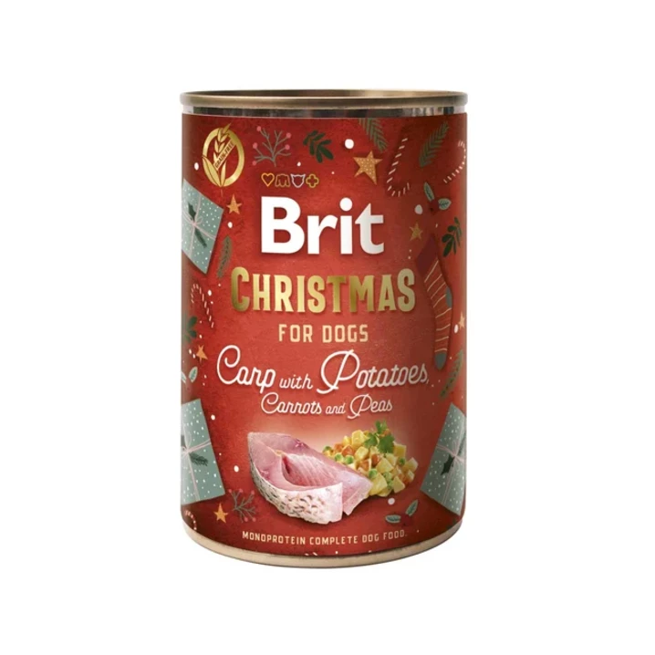 BRIT Monoprotein Christmas Dinner - mokra karma dla psów wrażliwych, karp z ziemniakiem 400 g