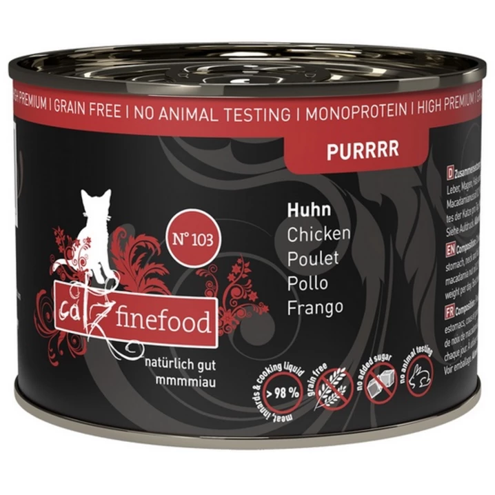 CATZ FINEFOOD Purrrr - bezzbożowa, monobiałkowa, mokra karma dla kota, kurczak 200 g