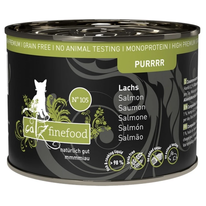 CATZ FINEFOOD Purrrr - bezzbożowa, monobiałkowa, mokra karma dla kota, łosoś 190 g