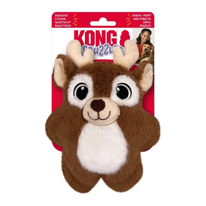 KONG® Christmas - świąteczny renifer, mięciutka zabawka dla psa z piszczałką