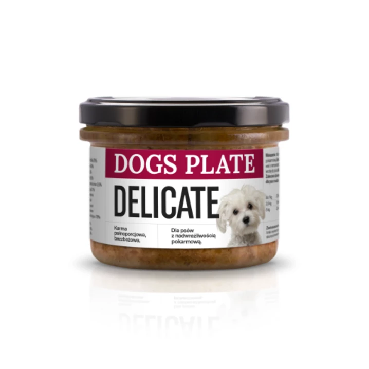 DOGS PLATE Delicate - wysokomięsna karma dla psa szczególnie wrażliwych, królik w słoiczku 180g