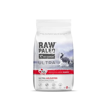 RAW PALEO Ultra Medium / Large Puppy - monoproteinowa, sucha karma dla szczeniąt ras średnich i dużych, wołowina 2kg