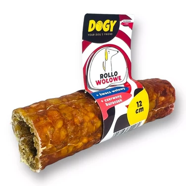 DOGY Rollo - naturalny gryzak dla psa ze skóry wołowej, pusty w środku - sam zdecyduj czym go wypełnisz, 12cm