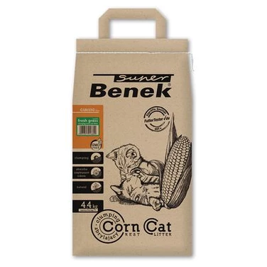 BENEK Corn Cat Fresh Grass - biodegradowalny żwirek kukurydziany dla kota, świeża trawa 7l