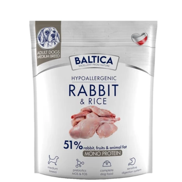 BALTICA Rabbit & Rice M - hipoalergiczna karma dla psa z królika i ryżu, średni rozmiar chrupek