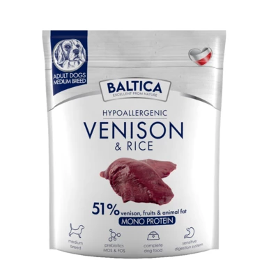 BALTICA Venison & Rice M - hipoalergiczna karma dla psa z dziczyzny i ryżu, średni rozmiar chrupek