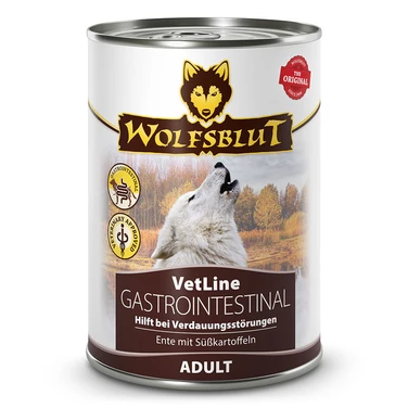 WOLFSBLUT VetLine Gastrointestinal - bezzbożowa, mokra karma dla psów z chorobami układu pokarmowego, kaczka 395g