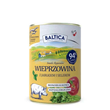 BALTICA Smaki Regionów - monoproteinowa, mokra karma dla psa, wieprzowina z jabłkiem 400g