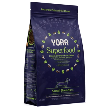 YORA Mono Insect Superfood - ekologiczna, karma dla psów ras małych z alergiami pokarmowymi, białko insektów 1,5 kg