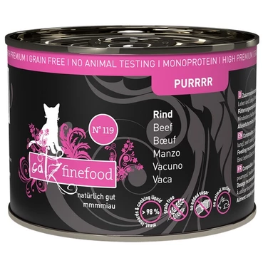 CATZ FINEFOOD Purrrr - bezzbożowa, monobiałkowa, mokra karma dla kota, wołowina 200 g