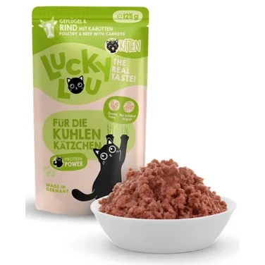 Lucky Lou Lifestage Kitten - wysokomięsna, mokra karma dla kociąt, drób z wołowiną 125g - 2