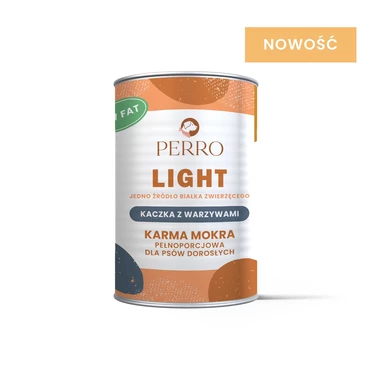 PERRO Light - monobiałkowa, wysokomięsna karma dla psa o obniżonej zawartości tłuszczu, kaczka z warzywami